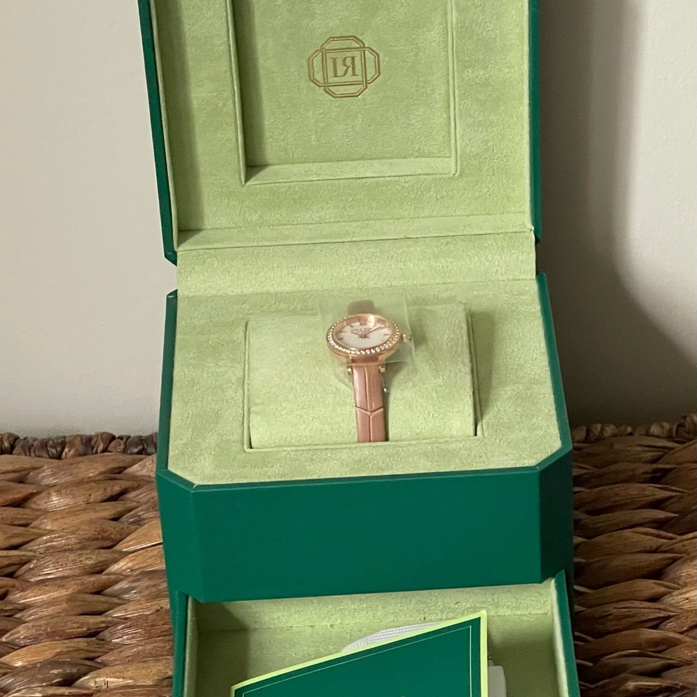 Lola Rose London mother of pearl MOP, zircon, black onyx watch